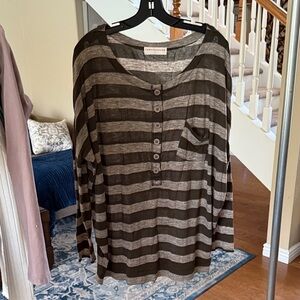 Fashionomics Black and Gray Striped Pajama Top